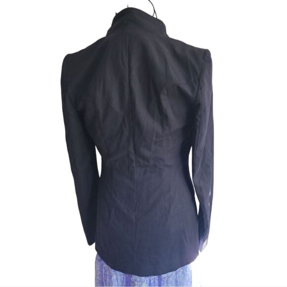 Ryan New York Blue Double-Breasted Blazer Jacket Sz 2 Lined Preppy Dark Academia - Picture 9 of 10